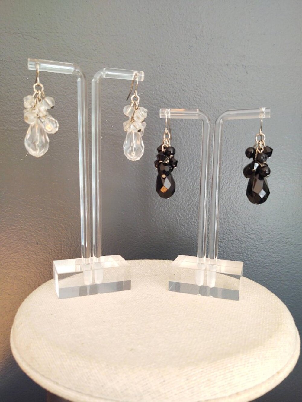 Black and clear dangle earrings bundle